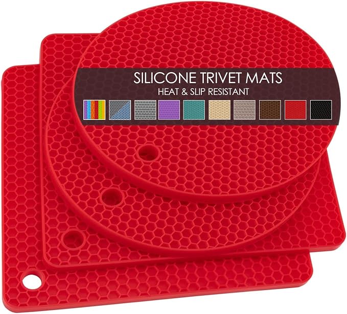 Silicone Trivets for Hot Pots and Pans, Heat Resistant Trivet Mats for Hot by QPIXDIGITAL