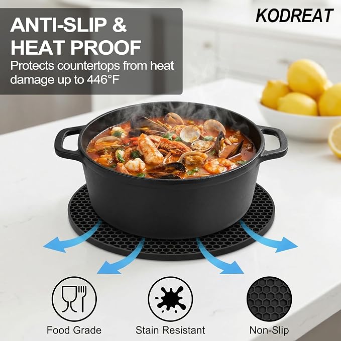 4 Pack Silicone Trivets for Hot Dishes | Heat-Resistant Non-Slip Hot Pads for - Image 2