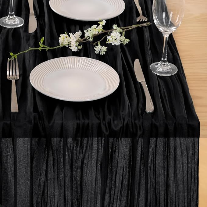 Gauze Cheesecloth Black Table Runner 10ft Gothic Centerpiece Decor | - Image 7