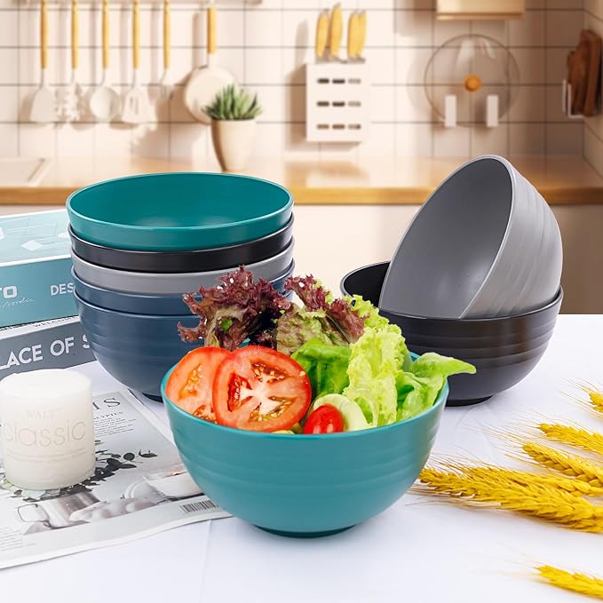 32 Pcs Assorted Colors Wheat Straw Dinnerware Set - Image 6
