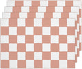 Pink and White Check Plaid Placemats Set of 4, Washable Heat Resistant by RLCNOT