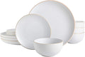 Gibson Home Rockaway 12-Piece Round Stoneware Dinnerware Set, Service by GibsonHomewares