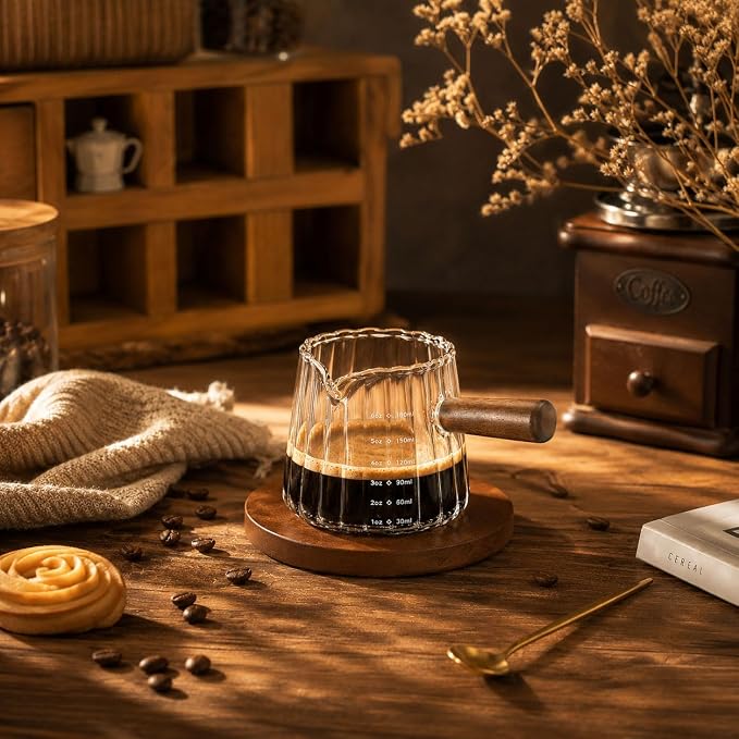 2 Pack Espresso Measuring Cup 6oz, Febwind Ribbed Borosilicate Glass Espresso - Image 7