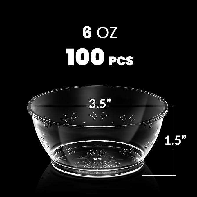 6 Oz Clear Mini Plastic Dessert Bowls Disposable Serving Bowls | Premium Hard - Image 6
