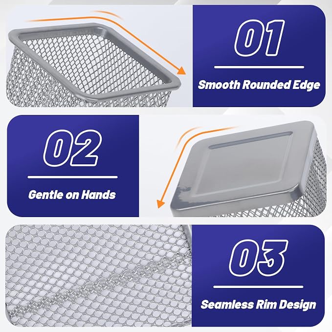 Segarty Pen Cup Holder, 6 Pack Square Silver Pen Holder - Image 3