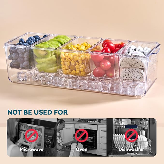 2 Pack Garnish Tray Chilled Condiment Server - Image 6