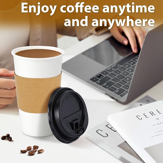 Clawsoff 100 Pack 16 oz Disposable Coffee Cups - Image 3