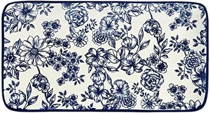 Pfaltzgraff Gabriela Blue Floral Rectangle Platter, 14.75 Inch by Pfaltzgraff