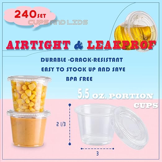 Portion Cups With Lids, 240 Sets - Image 3