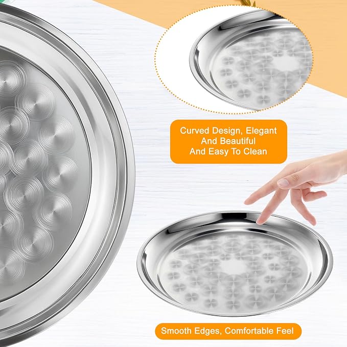 20 Pack Stainless Steel Round Serving Tray - Image 4
