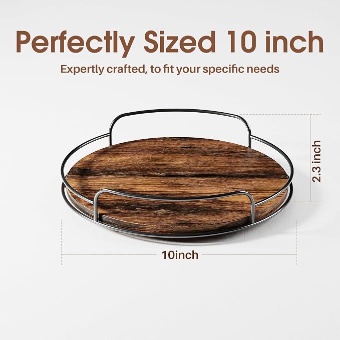 LAMU 10'' Lazy Susan Organizer, Wooden Lazy Susan Turntable - Image 3