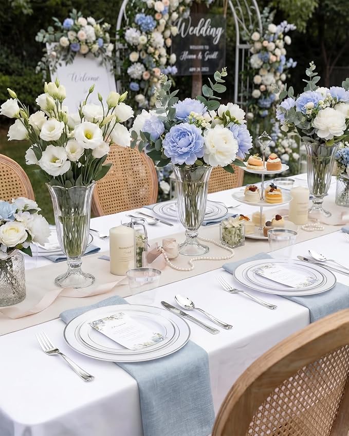 bUCLA 600pcs Silver Plastic Dinnerware Set - Image 5