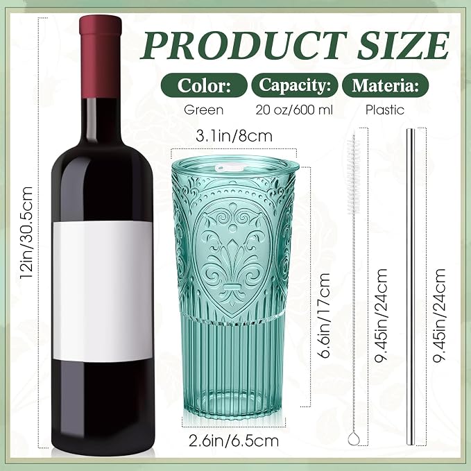12 Set 20oz Vintage Plastic Tumbler - Image 2