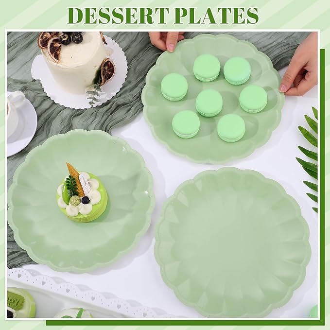 NatNarr 30 Pcs Sage Green Paper Plates 9.5 In Green Plates Disposable | Heavy - Image 5