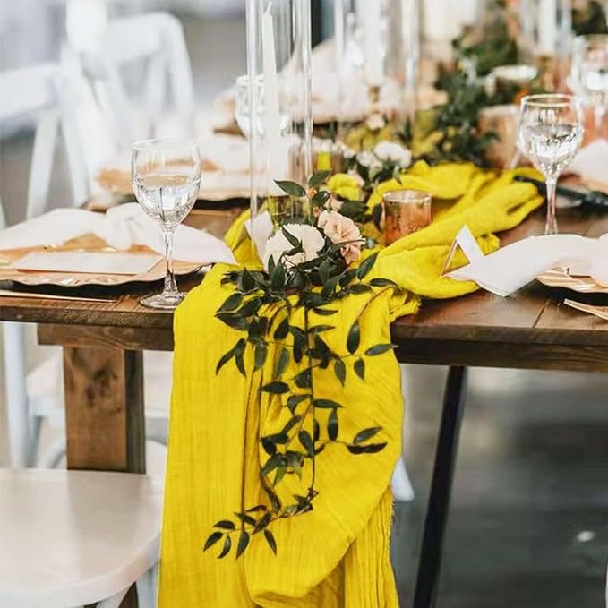 12Pack Yellow Cheesecloth Table Runner 20 x 120 inch Gauze Table Runner | Boho - Image 2