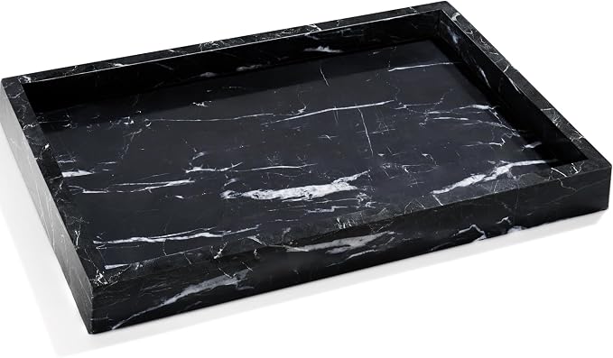 Real Natural Marble Tray for Bathroom, Genuine Marble Stone Vanity Tray by YMXYJM