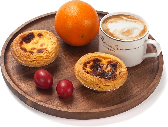 Round Wood Tray, Acacia Wooden Decorative Serving Tray - Image 4