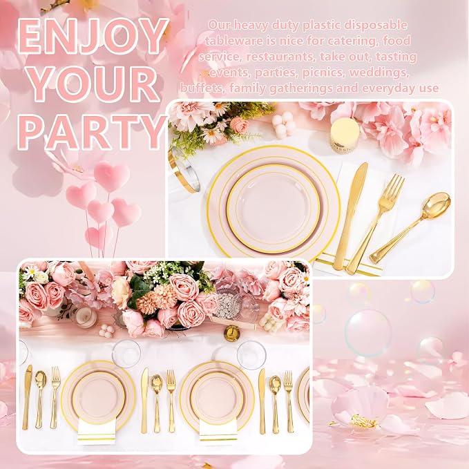 GATHER 350PCS Pink Plastic Plates - Image 6