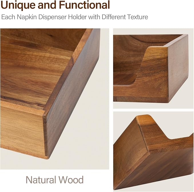 Napkin Holder for Table with Side Large Opening, Farmhouse Style | Wooden - Image 4
