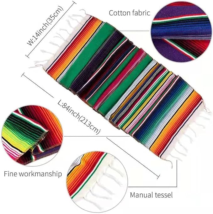 Mexican Table Runner 4Pack 14 x 84 Inches Fiesta Mexican Theme Party Decoration - Image 5