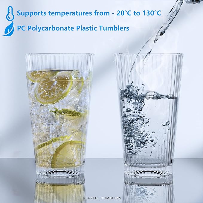 Topsky 20-ounce Plastic Water Tumblers | Set of 4 Transparent Unbreakable - Image 5