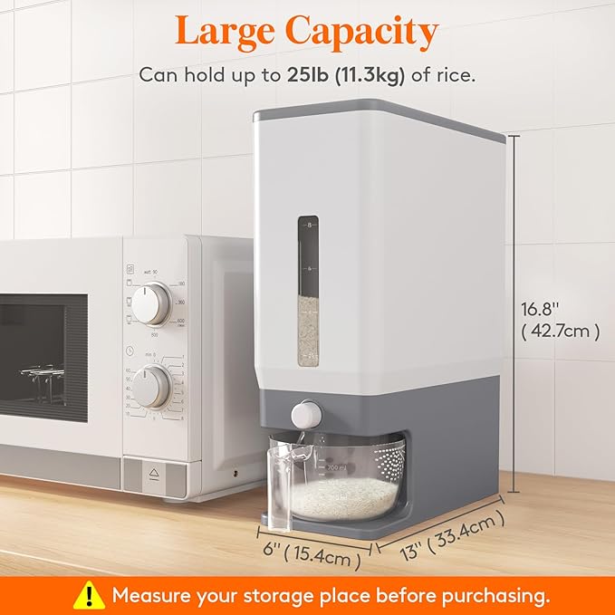 Lifewit Rice Dispenser 25 Lbs, Airtight Storage - Image 4