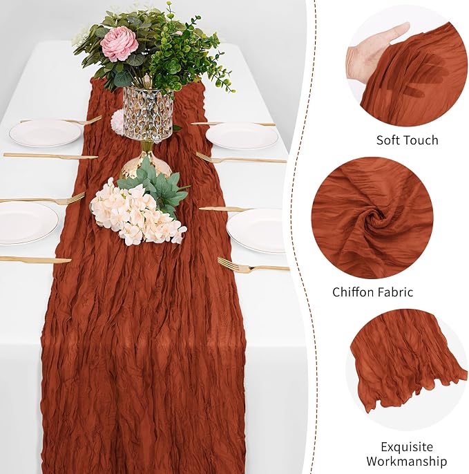 12 Pack Terracotta Cheesecloth Table Runner 17 x 108 Inch Gauze Table Runner - Image 5