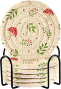 Mushroom Berries Print Coasters by Unknown