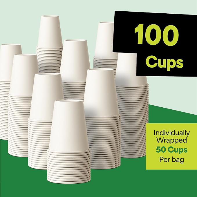 EconoHome 8 oz 100 Pack Disposable Coffee Paper Cups - Image 7