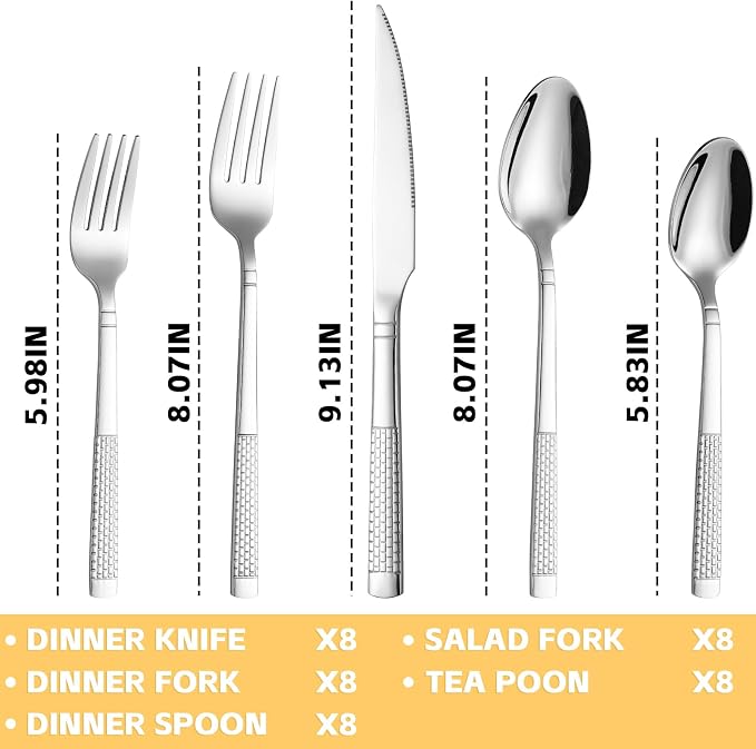 40-Piece Stainless Steel Silverware Set, Flatware Set Service - Image 2