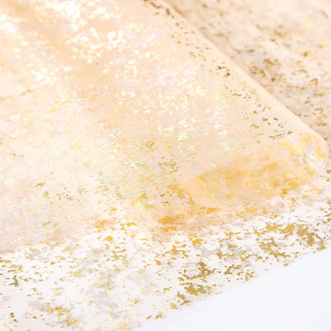 SiinvdaBZX Beige Gold Sheer Tulle Table Runner 120 Inch/10 Ft Long | Gauze - Image 5