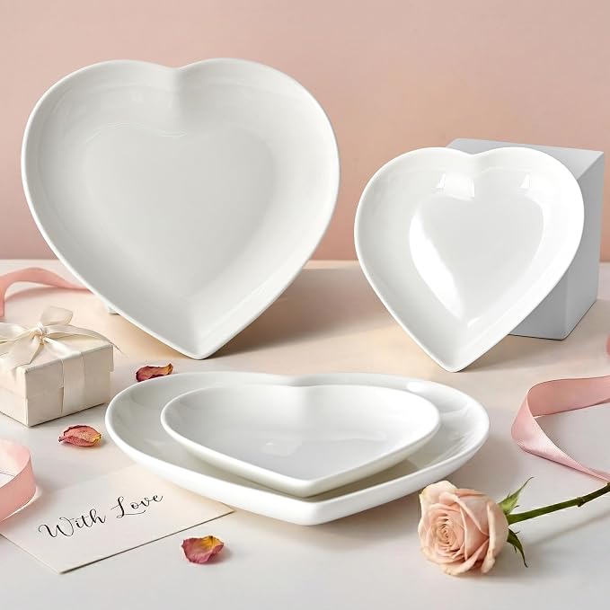 5.7" Heart Shaped Plates, Ceramic Salad Dessert Snack Plates Cake Waffles Dish - Image 8