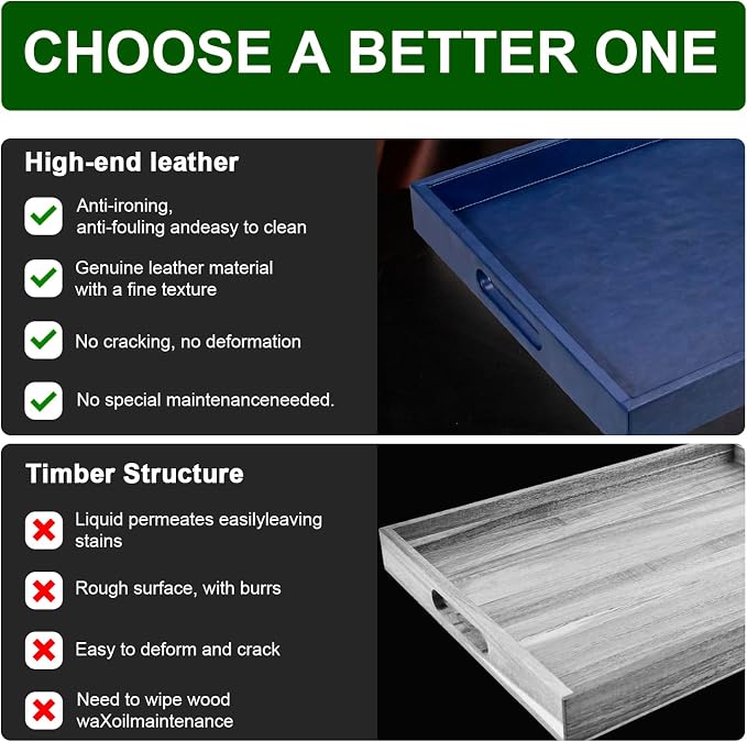25x18 inches Leather Ottoman Serving Tray - Image 5