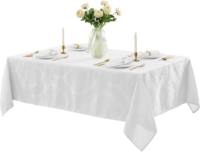Newbridge Barcelona Luxury Damask Fabric Tablecloth, 60” Wide x 120” Rectangle - Image 4