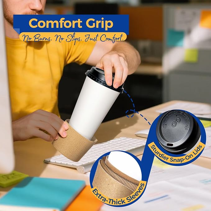 Fit Meal Prep 16 oz 100 Pack Disposable Coffee Cups - Image 8