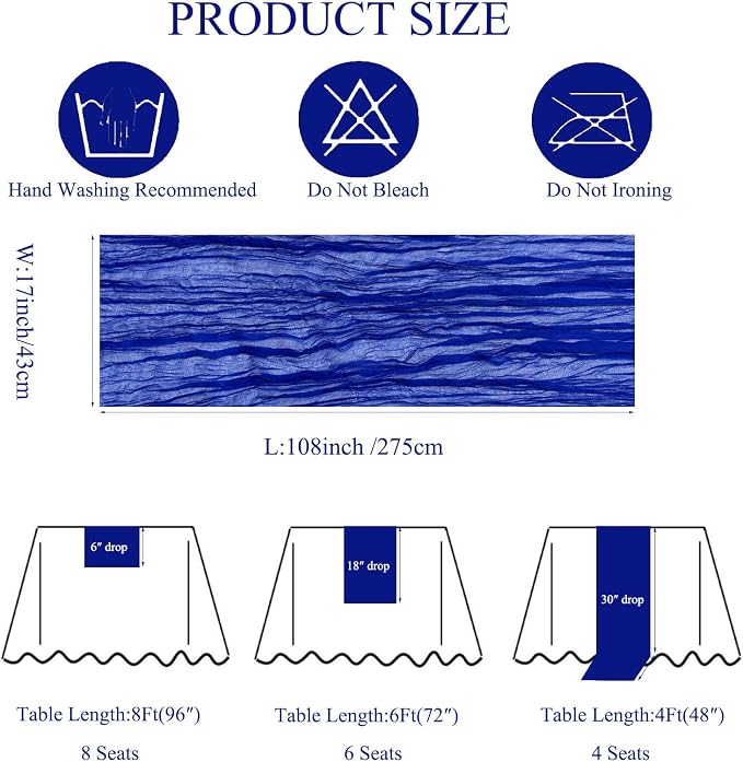 6Pack Royal Blue Cheesecloth Table Runner 17x108 inch Sheer Table Runner | - Image 3