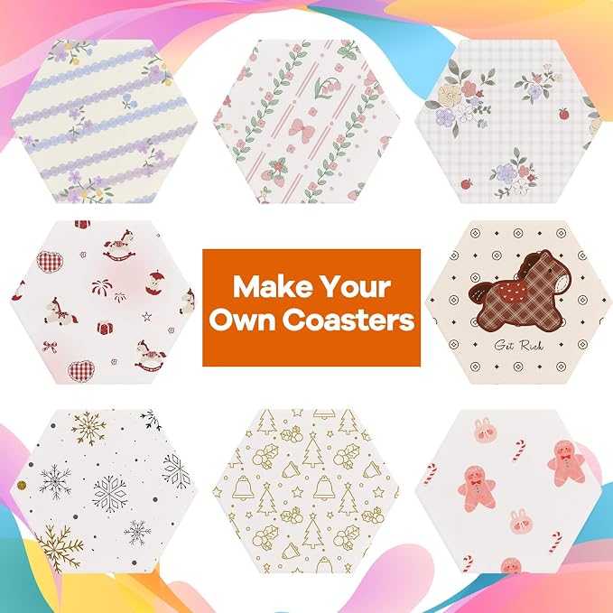 24 Pcs Ceramic Tiles for Crafts White Ceramic Coasters for Crafts - Image 8