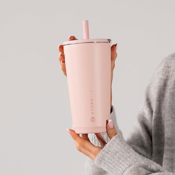 HydroJug Everyday Tumbler 20 oz, Ceramic-Lined Straw Cup, Dusty Rose - Image 5