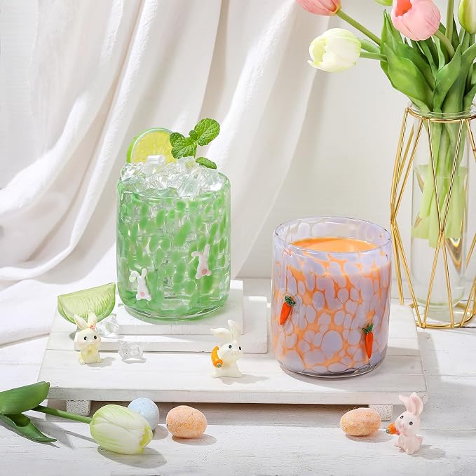 SiliFine 2 Pcs Easter Icon Juice Glasses - 14oz Rabbit Carrot Stemless Wine - Image 5