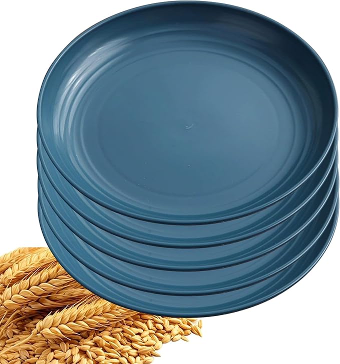 5Pcs Dinner Plates Wheats Straw Plates Set Unbreakable Reusable, Lightweight by Unknown