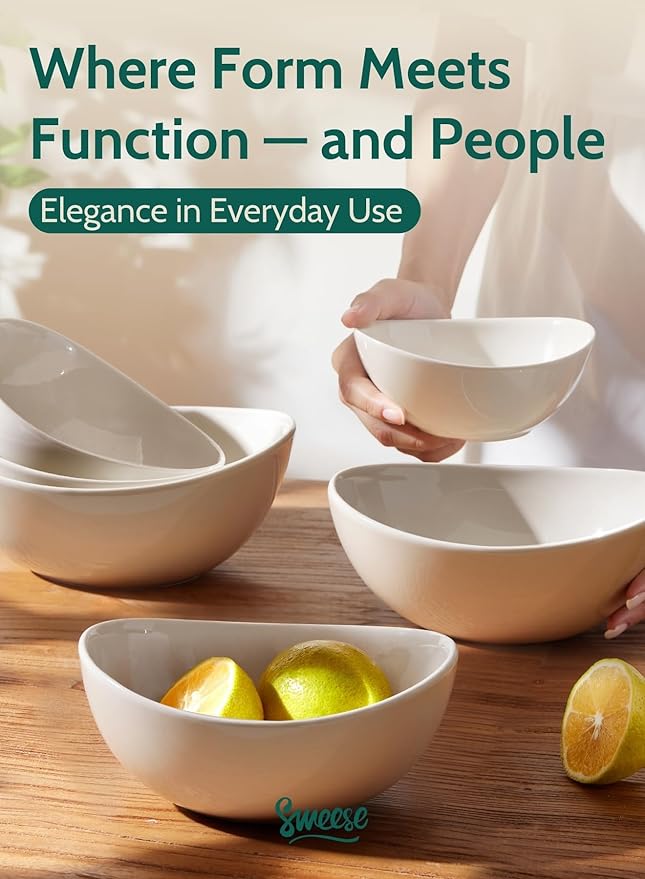 Sweese Porcelain Serving Bowls Set, 10-42 oz, Versatile - Image 5