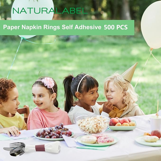 Self-Adhesive Napkin Bands, Burgundy | Wrap silverware & napkins, elegant table - Image 4
