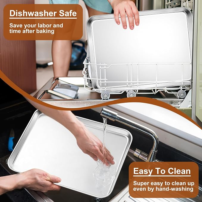 TeamFar Baking Sheet, Cookie Sheets Baking Pans Set of 3, 17.6/16/12.5 Inch | - Image 6