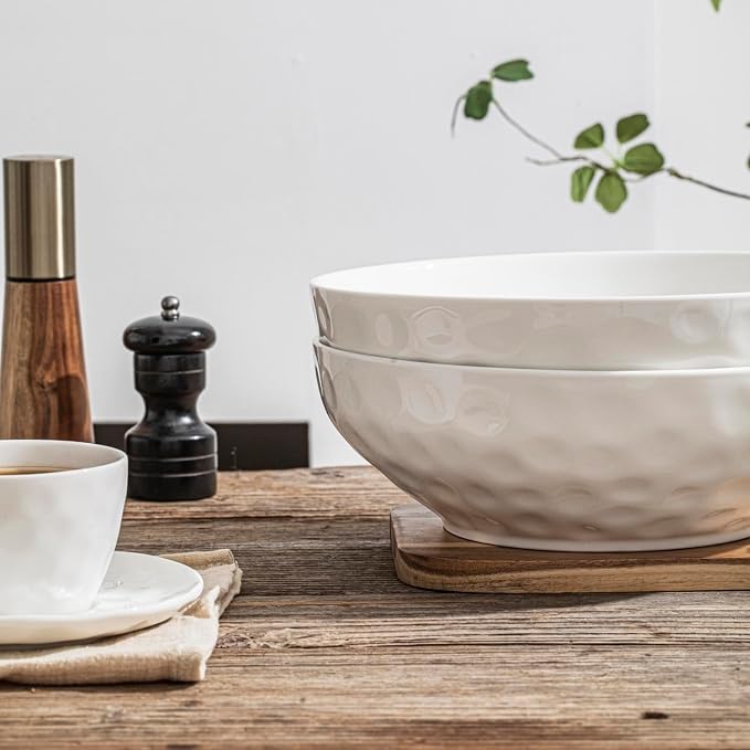 HOMBENE Large Pasta Bowls Set of 2, 9 Inch Pasta Serving Bowl Dinner Bowls - Image 4