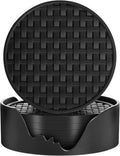 4 Inch Black Silicone Drink Coaster Set of 6, Heat-Resistant Non-Slip Mats | by Bangkee