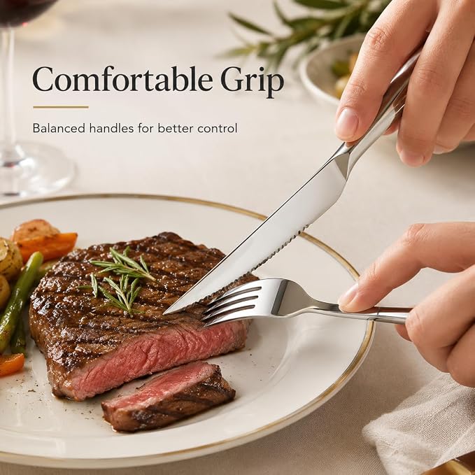 SANTUO 12-Piece Steak Knife and Fork Set - Image 4