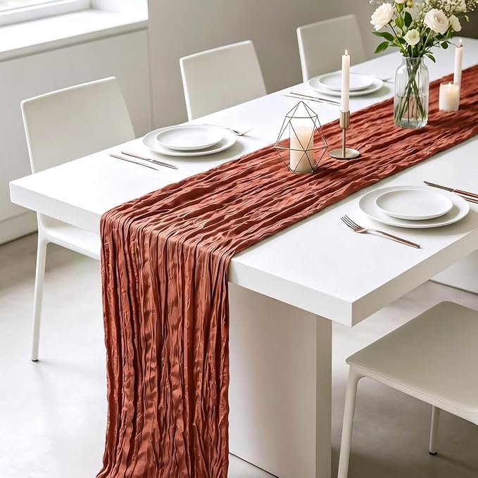 10 Pack Terractta Cheesecloth Table Runner 21 x 120 Inch Boho Gauze Sheer Table - Image 4