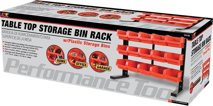Performance Tool W5186 15-Bin Table Top Storage Organizer Rack | Powder-coated - Image 7