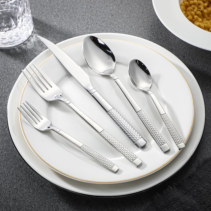 40-Piece Stainless Steel Silverware Set, Flatware Set Service - Image 5