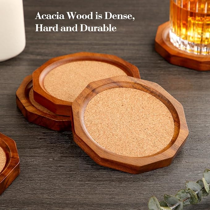 Wood Cork Coasters for Drinks Absorbent - Image 3